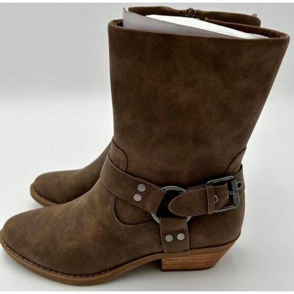 DV by Dolce Vita Daring Suede Bootie Women’s 6 Taupe Harness Strap Western Moto - Picture 6 of 7